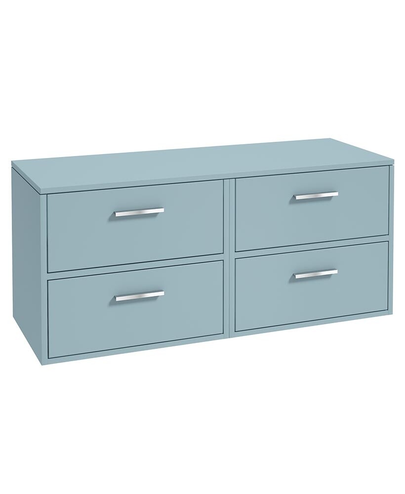 FINLAND Wall Hung 120cm Four Drawer Countertop Unit Matt Morning Sky Blue &amp; Handles