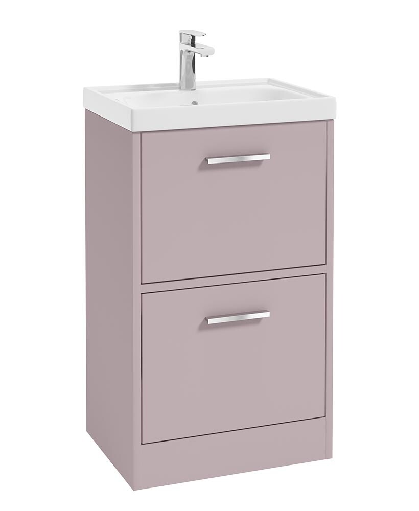 FINLAND Floorstanding 50cm Two Drawer Unit Matt Cashmere Pink &amp; Handle