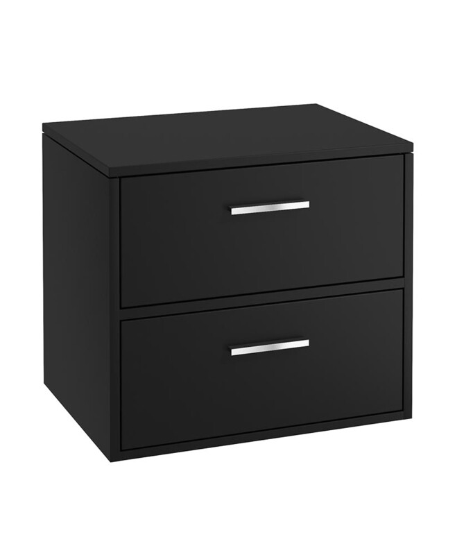 FINLAND Wall Hung 60cm Two Drawer Countertop Unit Matt Black &amp; Handles
