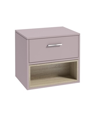 MALMO Wall Hung 60cm Single Drawer Countertop Unit Matt Cashmere Pink &amp; Handle