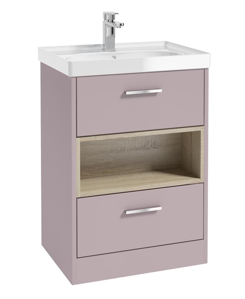 MALMO Floorstanding 60cm Two Drawer Unit Matt Cashmere Pink &amp; Handles