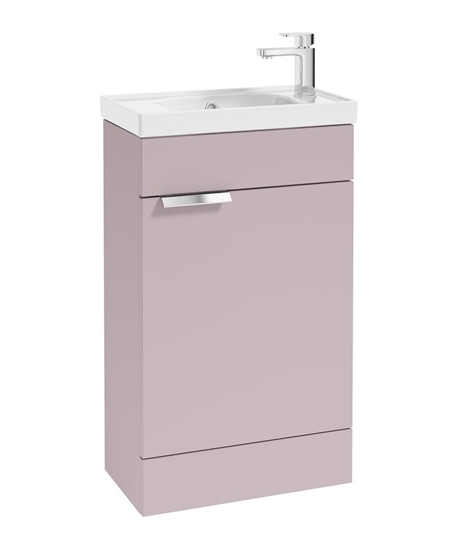 STOCKHOLM Floorstanding 50cm Single Door Cloakroom Unit Matt Cashmere Pink &amp; Brushed Handle
