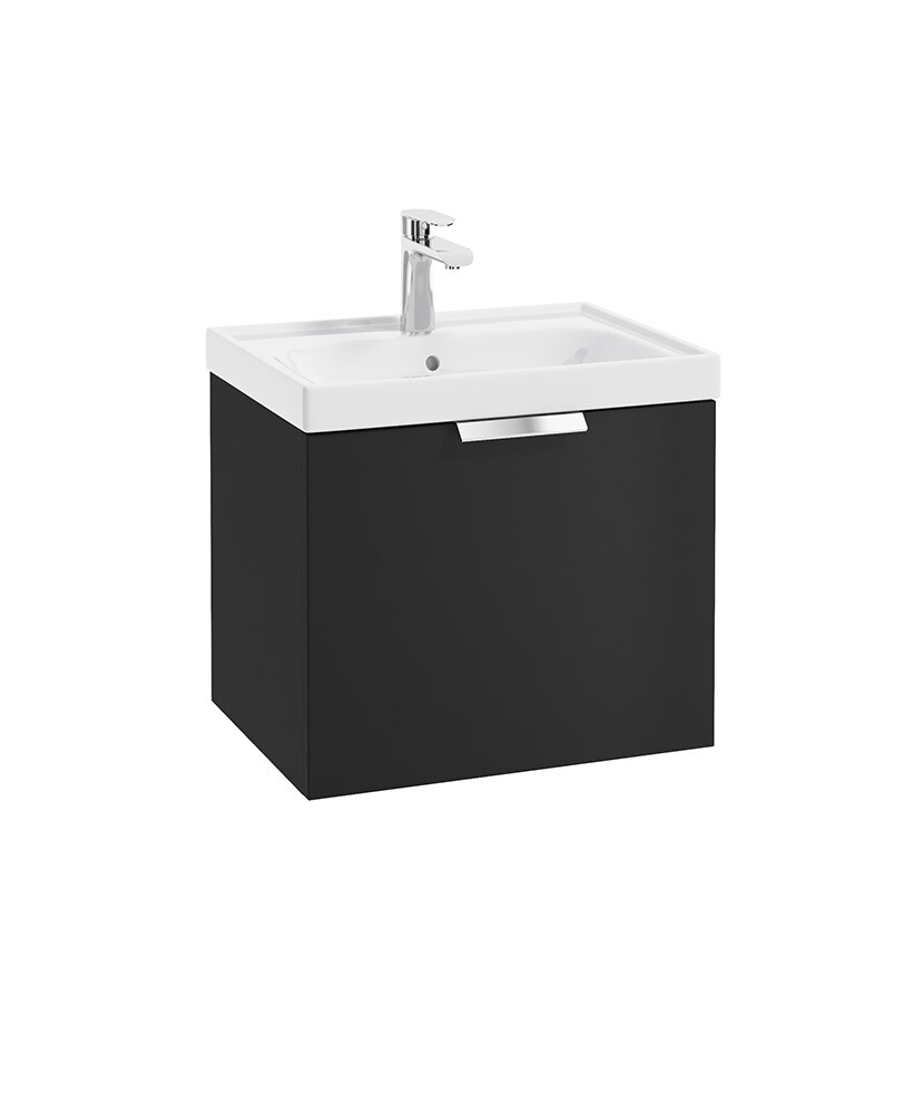 STOCKHOLM Wall Hung 50cm Single Drawer Unit Matt Black &amp; Handle