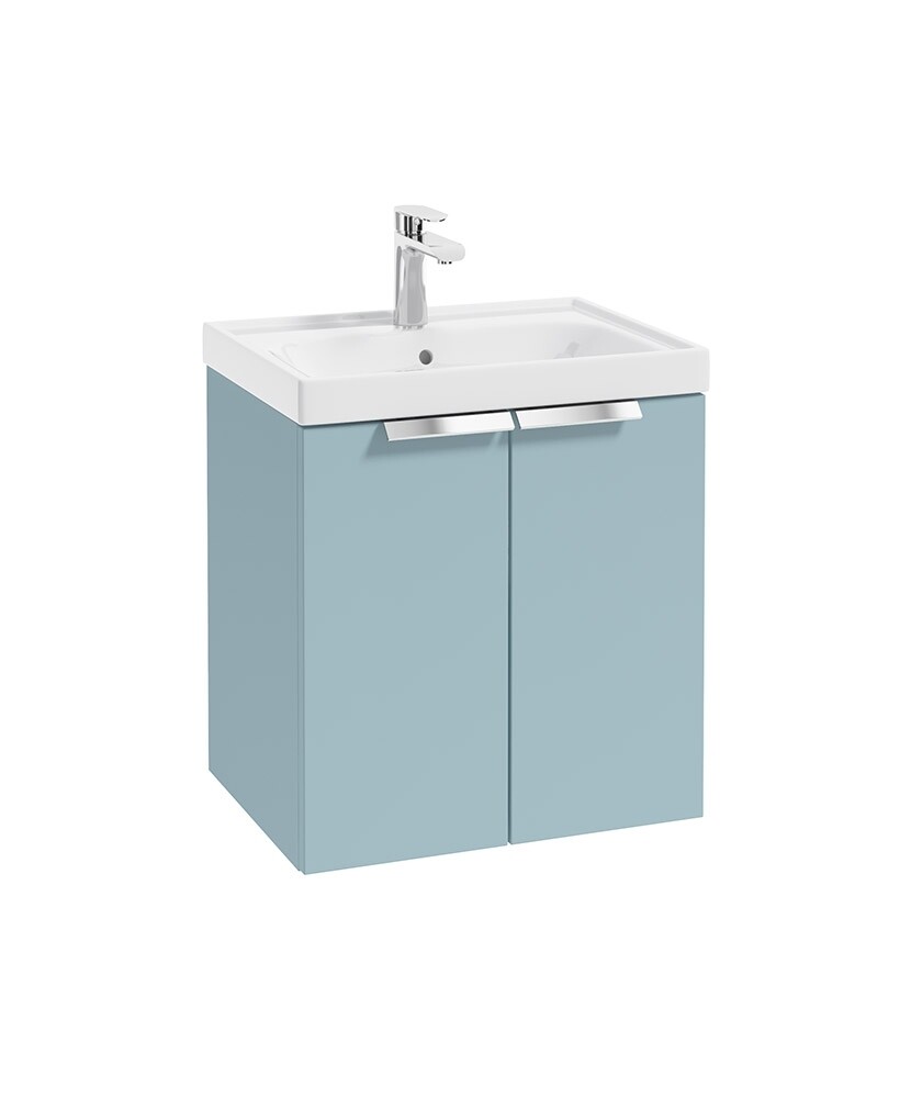 STOCKHOLM Wall Hung 50cm Two Door Unit Matt Morning Sky Blue &amp; Handles