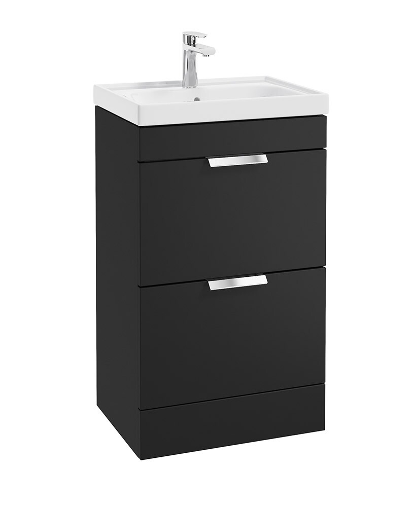 STOCKHOLM Floorstanding 50cm Two Drawer Unit Matt Black &amp; Handles