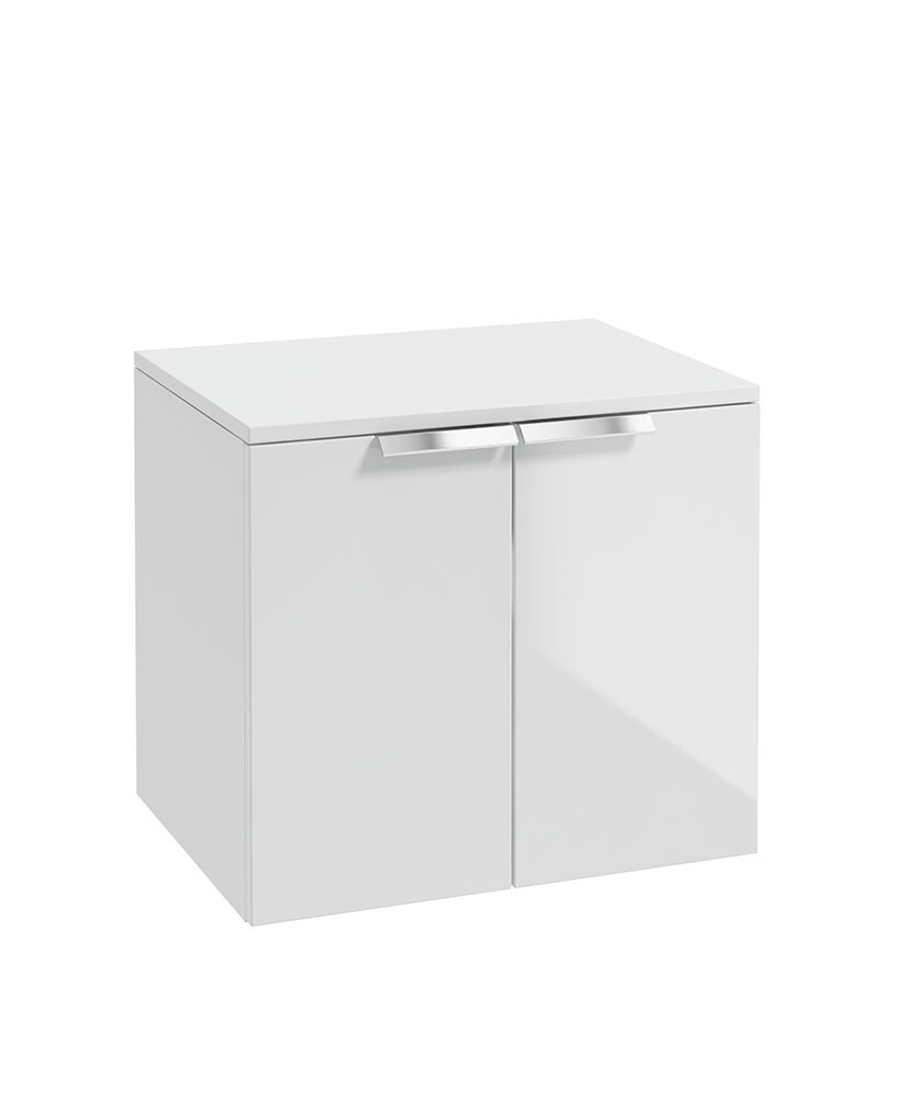 STOCKHOLM Wall Hung 60cm Two Door Countertop Unit Gloss White &amp; Handles