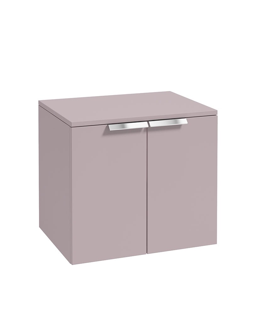 STOCKHOLM Wall Hung 60cm Two Door Countertop Unit Matt Cashmere Pink &amp; Handles