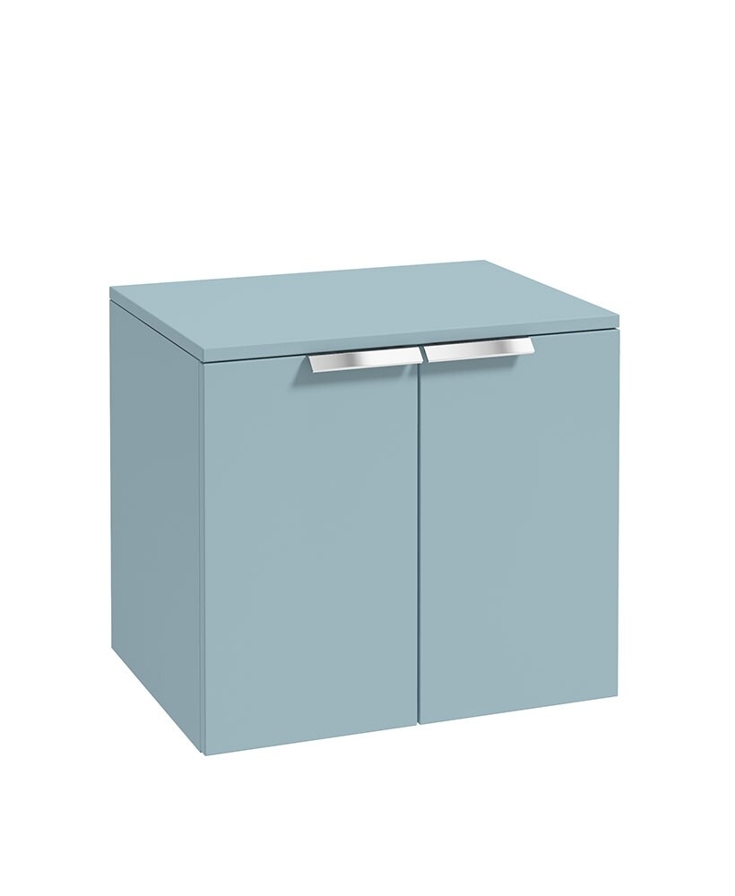 STOCKHOLM Wall Hung 60cm Two Door Countertop Unit Matt Morning Sky Blue &amp; Handles