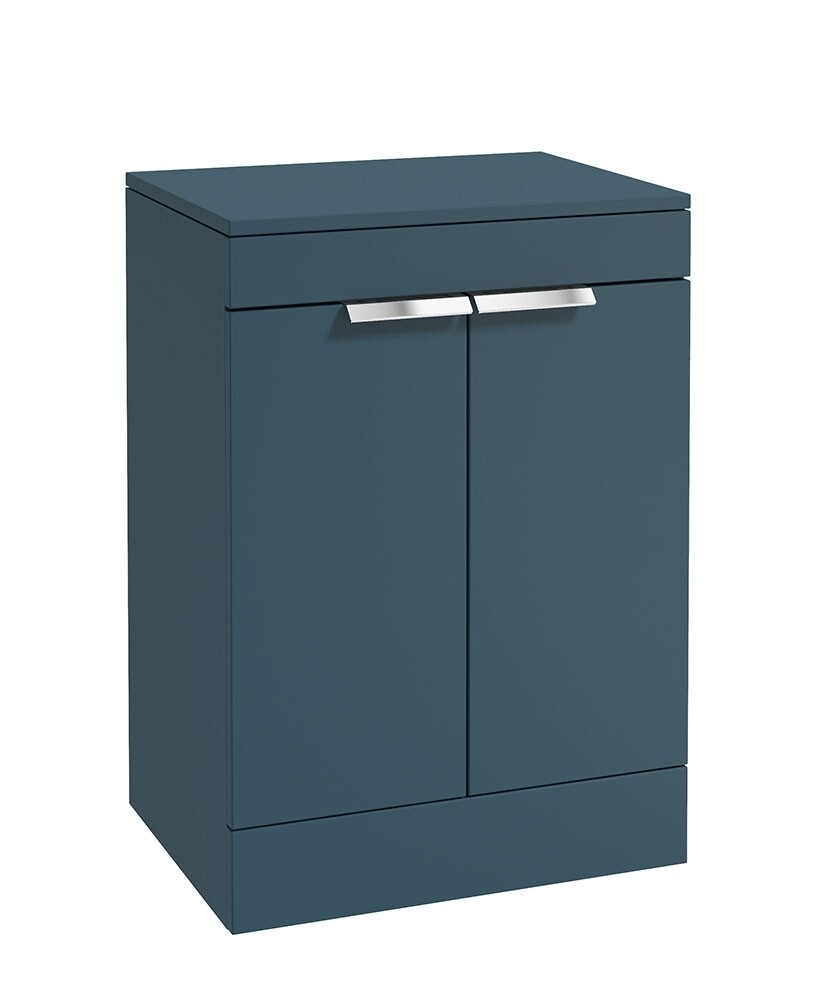 STOCKHOLM Floorstanding 60cm Two Door Countertop Unit Matt Ocean Blue &amp; Handles