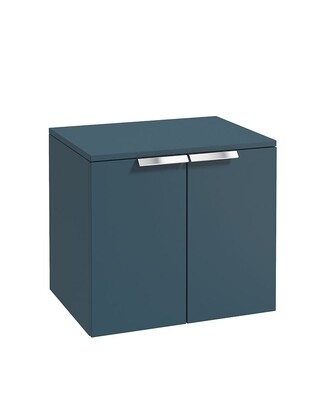 STOCKHOLM Wall Hung 60cm Two Door Countertop Unit Matt Ocean Blue &amp; Handles