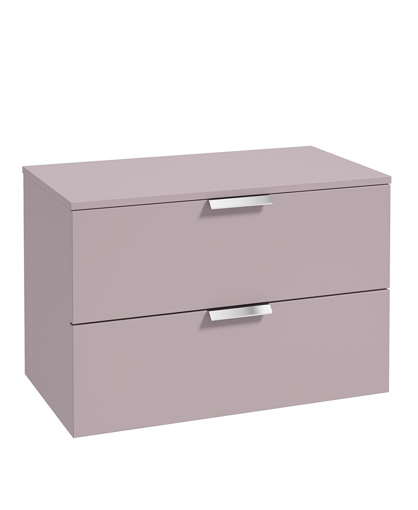 STOCKHOLM Wall Hung 80cm Two Drawer Countertop Unit Matt Cashmere Pink &amp; Handles