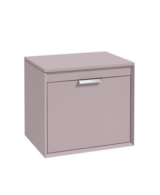 FJORD Wall Hung 60cm Two Drawer Countertop Unit Matt Cashmere Pink &amp; Handles