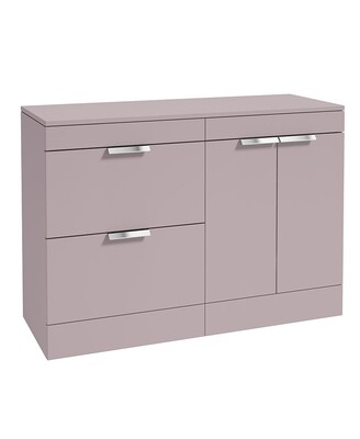 STOCKHOLM Floorstanding 120cm Two Drawer/Two Door Countertop Unit Matt Cashmere Pink &amp; Handles