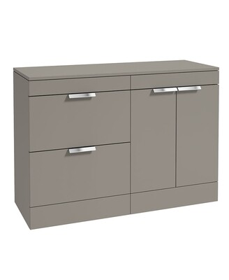 STOCKHOLM Floorstanding 120cm Two Drawer/Two Door Countertop Unit Matt Khaki &amp; Handles