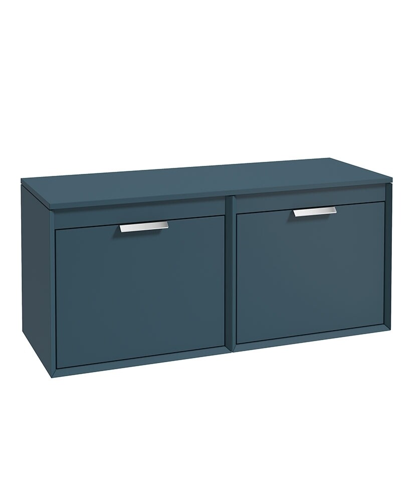 FJORD Wall Hung 120cm Four Drawer Countertop Unit Matt Ocean Blue &amp; Handles