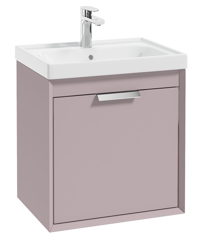 FJORD Wall Hung 50cm Two Drawer Unit Matt Cashmere Pink &amp; Handles