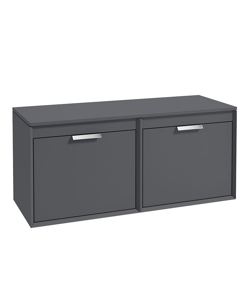 FJORD Wall Hung 120cm Four Drawer Countertop Unit Matt Midnight Grey &amp; Handles