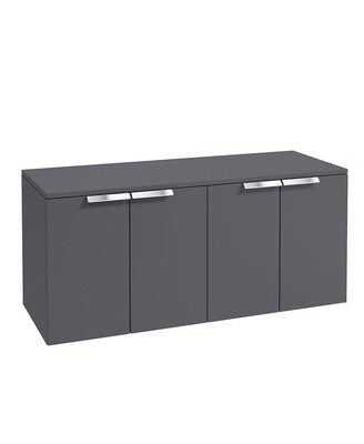 STOCKHOLM Wall Hung 120cm Four Door Countertop Unit Matt Midnight Grey &amp; Handle