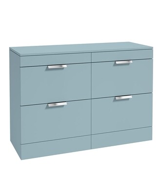 STOCKHOLM Floorstanding 120cm Four Drawer Countertop Unit Matt Morning Sky Blue &amp; Handle