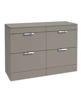 STOCKHOLM Floorstanding 120cm Four Drawer Countertop Unit Matt Khaki &amp; Handle