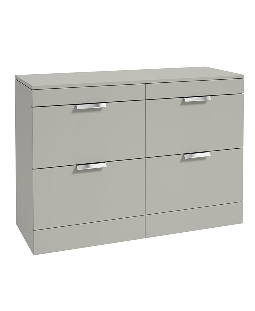 STOCKHOLM Floorstanding 120cm Four Drawer Countertop Unit Matt Arctic Grey &amp; Handle