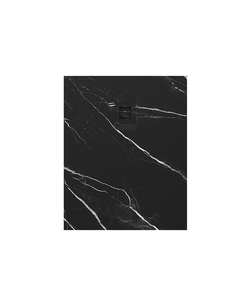 UNITY Rectangle Shower Tray Black Marble &amp; Waste, Size: 1000x800