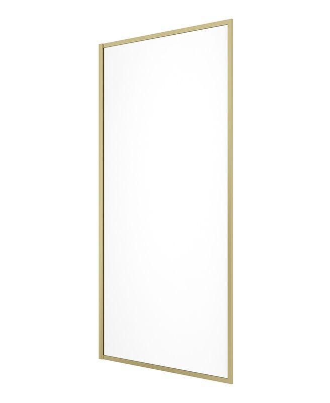 MIRAGE 800mm Brushed Gold Frame with Clear Glass Fixed Bath Screen