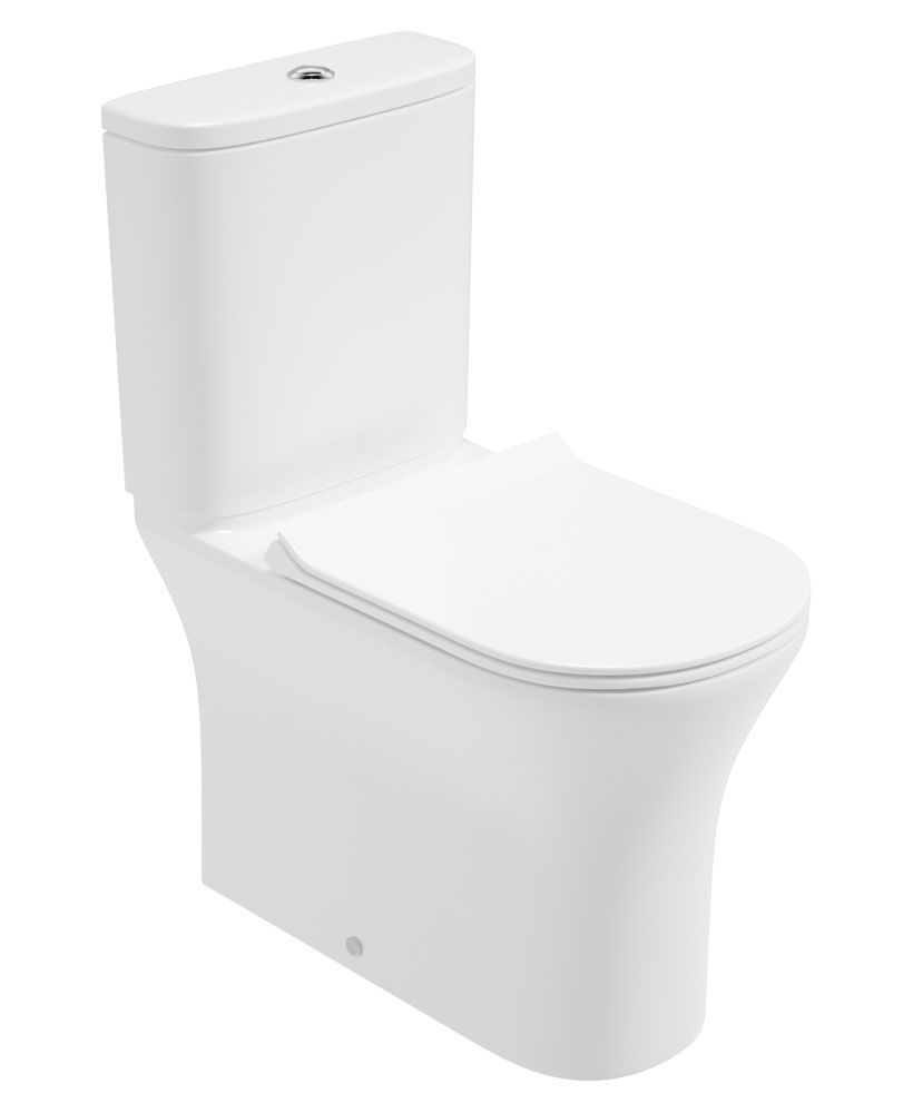 PENA Rimless Fully Shrouded Comfort Height Close Coupled WC &amp; Sequence Slim Soft Close Seat