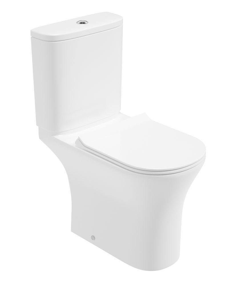 PENA Rimless Comfort Height Open Back Close Coupled  WC &amp; Sequence Slim Soft Close Seat