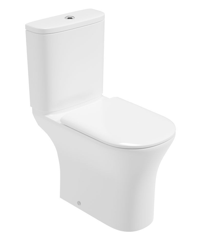 PENA Rimless Comfort Height Open Back Close Coupled WC &amp; Sequence Soft Close Seat
