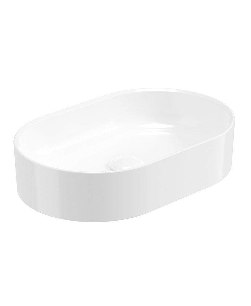 LIVING Oval Countertop Wash Basin White &amp; Waste