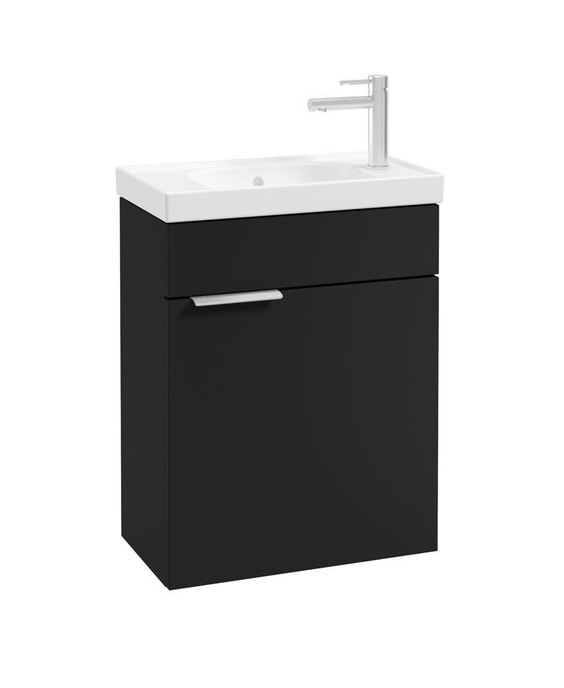 STOCKHOLM Wall Hung 50cm Single Door Cloakroom Unit Matt Black &amp; Brushed Handle
