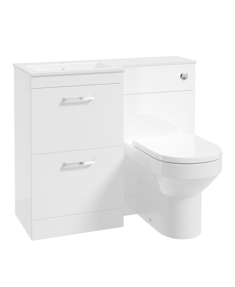 CORTA 100cm LH Combination Two Drawer Unit &amp; Handles