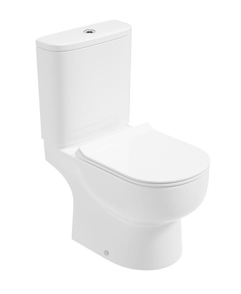 VIA Rimless Open Back Closed Coupled WC &amp; Sequence Slim Soft Close Seat