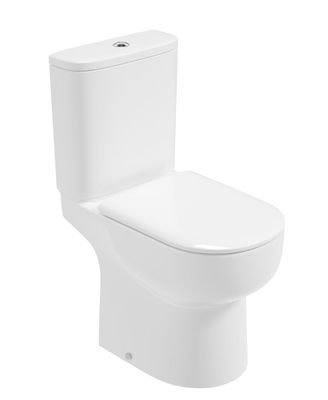 VIA Rimless Comfort Height Open Back Close Coupled WC &amp; Sequence Soft Close Seat