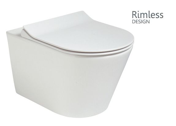 REFLECTIONS Rimless Wall Hung WC &amp; Sequence Slim Soft Close Seat