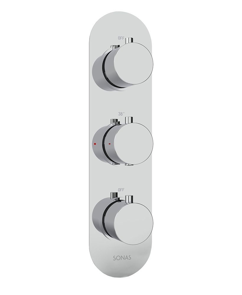 ALITA Round Triple Control Dual Outlet Shower Valve Chrome