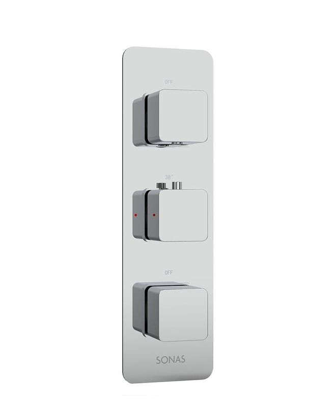 ALITA Soft Square Triple Control Triple Outlet Shower Valve Chrome