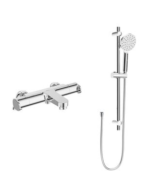 URBAN Deck Mounted Thermostatic Bath Shower Mixer &amp; Slide Rail Kit