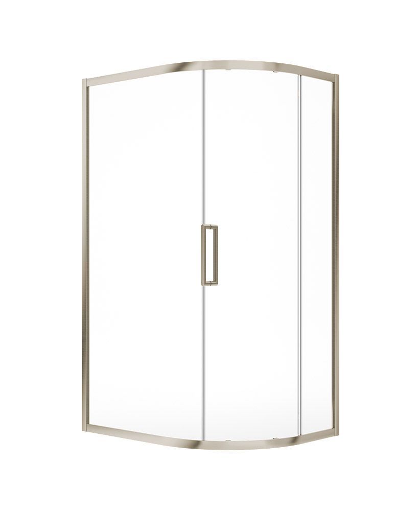 ASPECT Single Door Offset Quadrant Shower Door Brushed Nickel