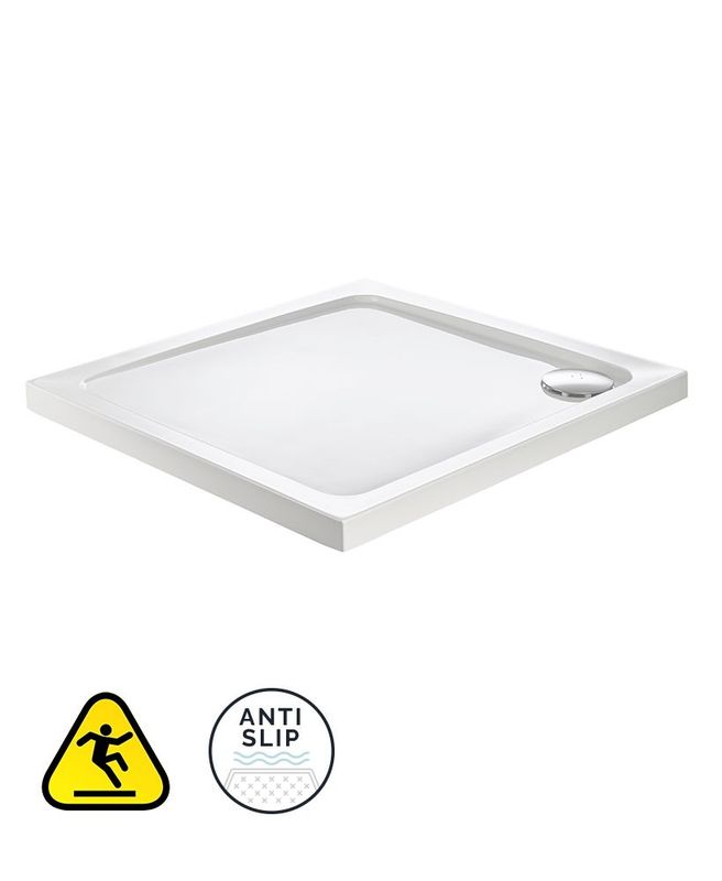 KRISTAL SECURE Square Low Profile Class C Anti Slip Shower Tray &amp; Waste