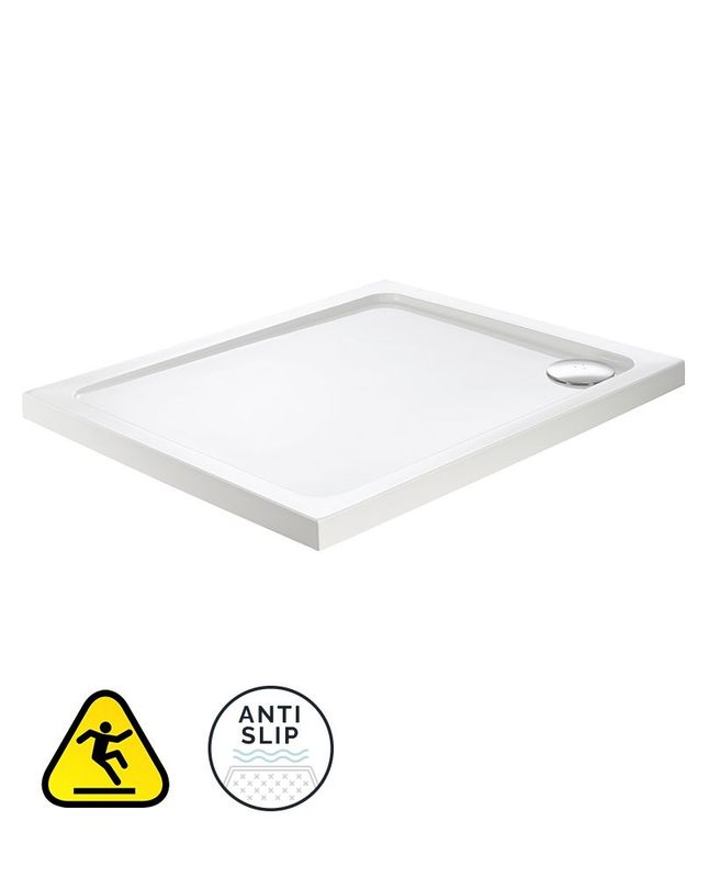 KRISTAL SECURE Rectangle 800mm Low Profile Class C Anti Slip Shower Tray &amp; Waste