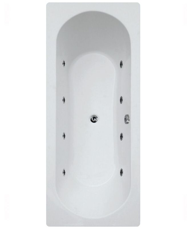 CLOVER Double Ended 8 White Jet Whirlpool Bath White
