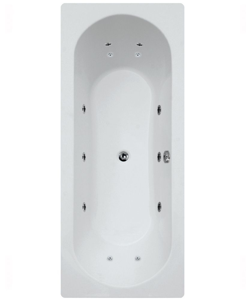 CLOVER Double Ended 12 White Jet Whirlpool Bath White