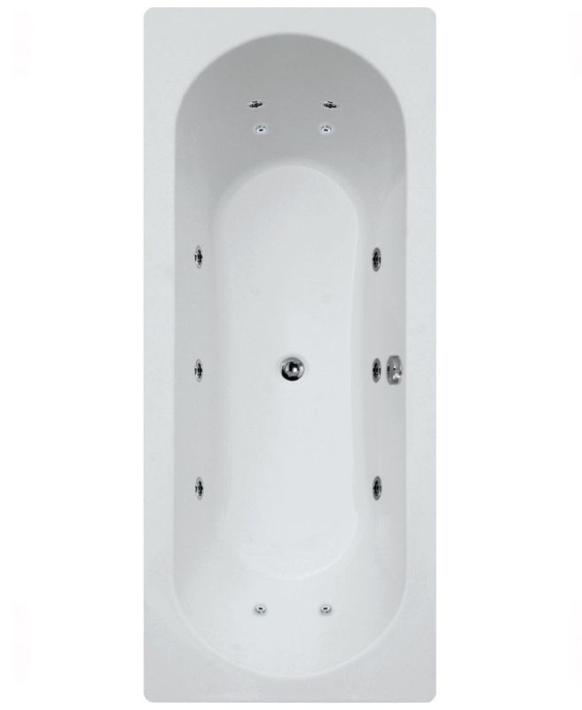 CLOVER Double Ended 12 White Jet Whirlpool Bath White