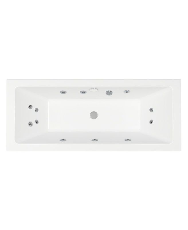 CUBO Double Ended 12 Chrome Jet Whirlpool Bath White