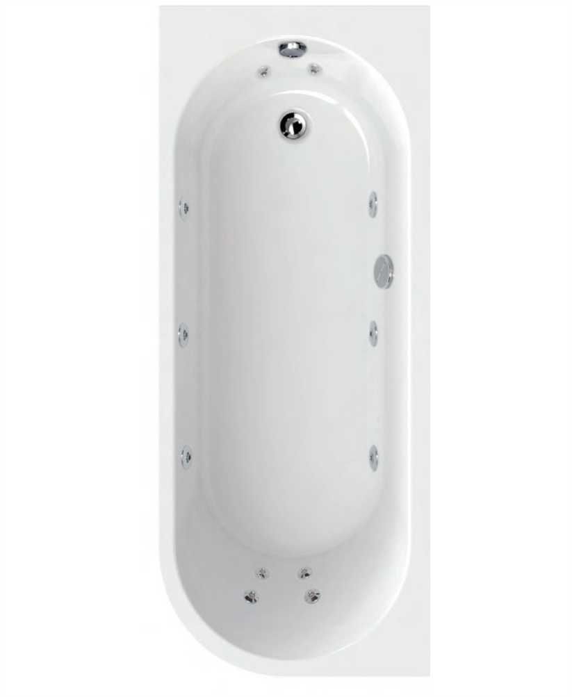 ARC Left Hand Single Ended 12 Jet Whirlpool Bath White