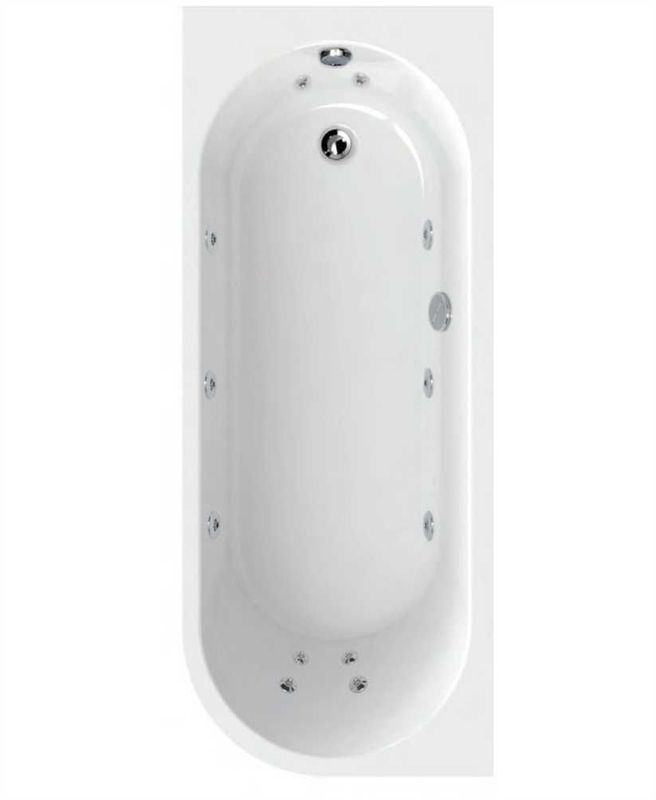 ARC Left Hand Single Ended 12 Jet Whirlpool Bath White