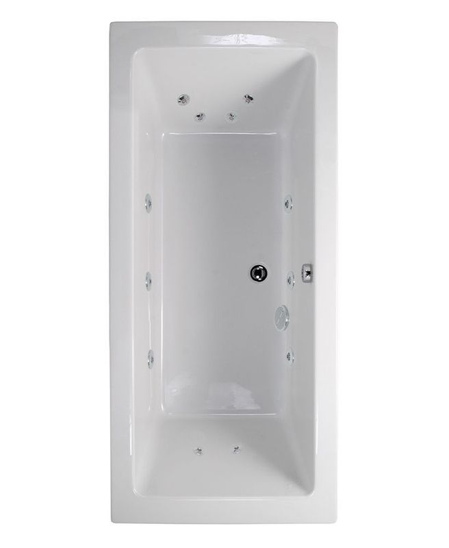 PACIFIC Double Ended 12 White Jet Whirlpool Bath White
