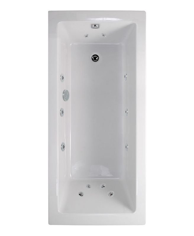 PACIFIC Single Ended 12 White Jet Whirlpool Bath White